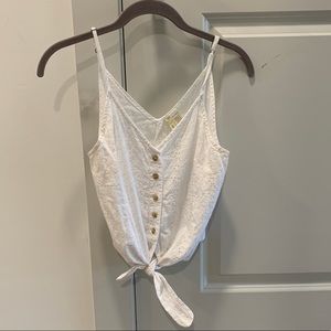 JAPNA - white tank top, ties at bottom, size S, in perfect condition
